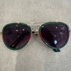 Gucci Aviator Sunglasses with Green and Gold Accents